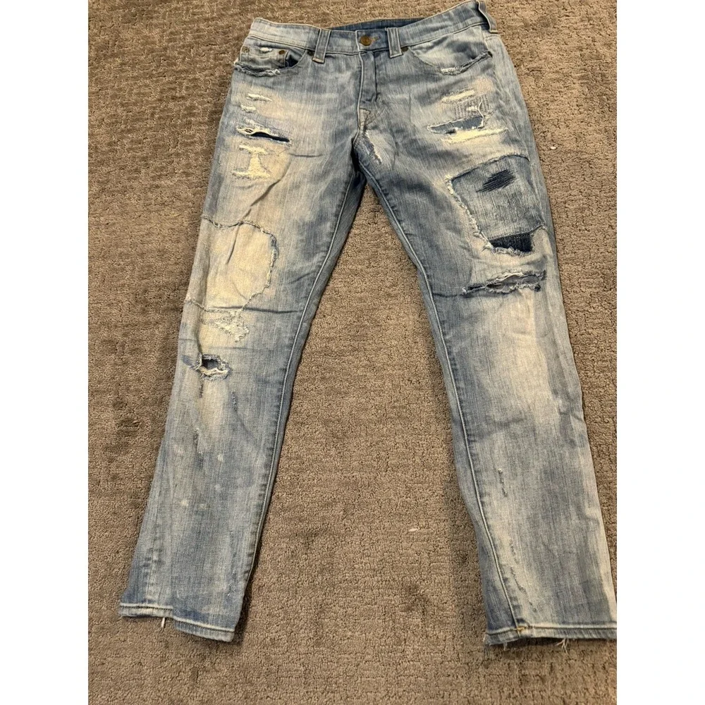 True Religion Mick 33/30 Jeans Slouchy Distressed (E)